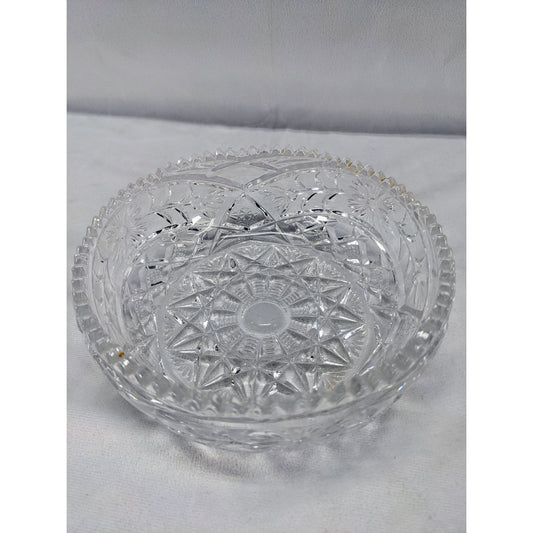 Pre-owned Vintage Crystal Cut Bowl 6 1/2 W x 2 1/2 Tall