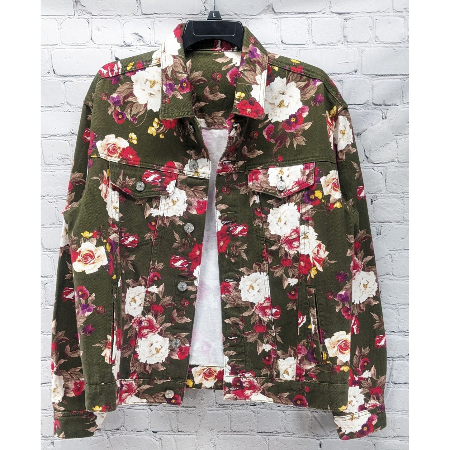 Forever 21 Premium Denim Oversized Floral Jacket