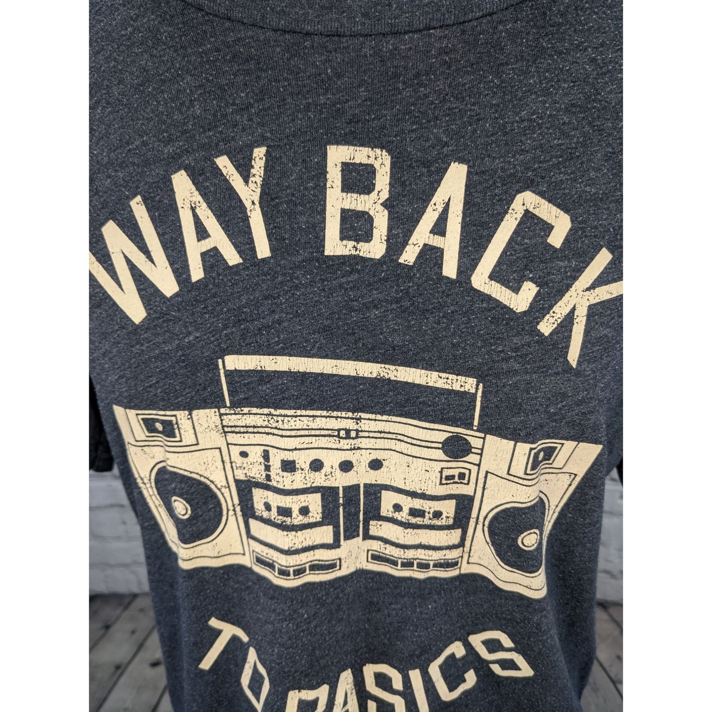 GAP Men's T-shirt "Way Back To Basic" Graphic T-shirt Blue/Gray blend Size M